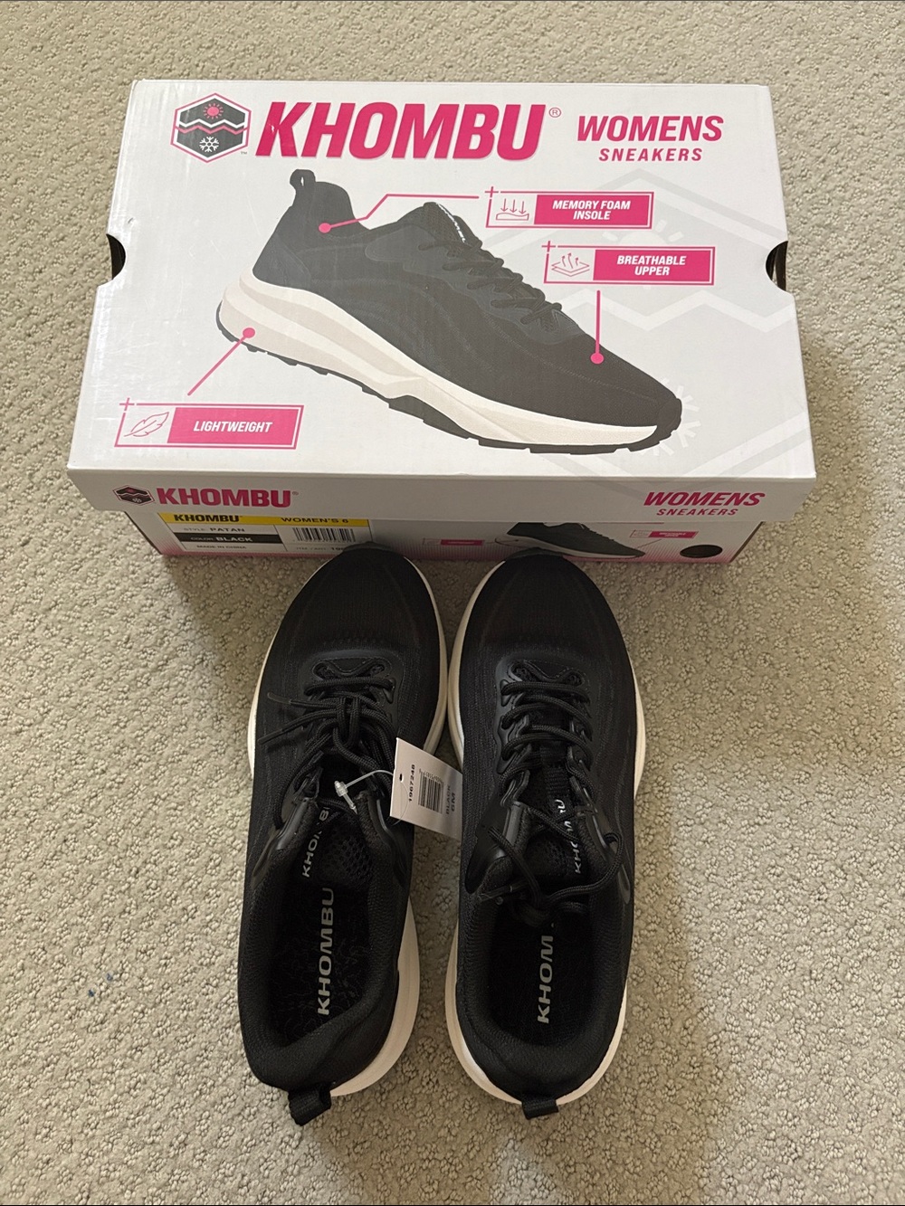 NEW Women's Khombu Patan Lightweight Sneakers - Black - Size 6